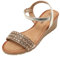 JOMIX Sommer Schuhe Damen Bohemia Flach Sandalen mit Strass Strandsandalen Pantoletten Plateau Römersandalen (Gold, 40 EU, SD8212)