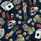 HEKO PANELS Stoff Oxford Wasserdichte Meterware Canvas-Stoff Polyester Stoff Zum Nähen Nähstoffe Möbelstoffe Dekostoffe Handwerken Wasserabweisend Blickdicht Totenkopf Poker 1 Meter 155 x 100 cm