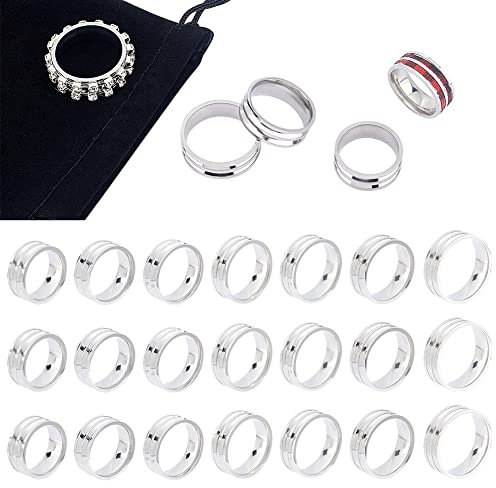UNICRAFTALE 21Stk 7 Größen Doppelt Kern Ringe Rohling Edelstahl Inlay Ring Rohlinge 17.4~22.3 mm Resin Ringe Rohlinge Für Inlay Runde Schmuck Ring Rohlinge Mit Samtbeuteln Für Schmuckherstellung