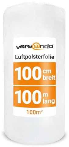 versando Premium Luftpolsterfolie 100m x 1m für Versand, Verpackung, Umzug Noppenfolie Bubble Wrap LPF Rolle