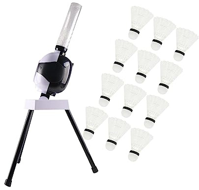F Fityle Automatic Badminton Serve Machine Badminton, for Kids Practice Training, Ball Pitching Tool Badminton Launcher Robot for Indoor, with 12 Badmintons