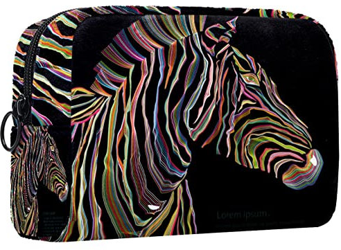 Kosmetiktasche,tragbare Reise-Make-up-Tasche für Damen,Abstraktes nordeuropäisches Zebra,Kosmetikkoffer-Organizer mit Reißverschluss
