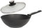 SKK große 2-tlg. Aluguss Wokpfanne Ø 30 cm - Wok mit glattem Boden & Antihaftbeschichtung - Stielwok mit Glasdeckel & Edelstahlrand - Made in Germany