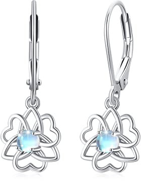 REDSUN Mondstein Ohrringe 925 Sterling Silber Irische Keltische Ohrringe Mondstein Hoop Ohrringe für Frauen Mädchen Mondstein Schmuck Weihnachtsgeschenke