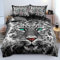 YASMENG 3D Bettwäsche 135x200 4teilig Leopard Tiermotiv Grau Türkis Bettbezug Set Weich Mikrofaser Bettwäsche für Geschenke Zimmer Deko mit Reißverschluss und 2 Kissenbezüge 80x80 cm