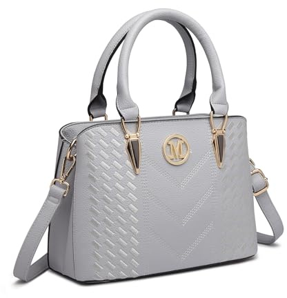 Miss Lulu Handtasche für Damen aus PU-Leder mit abnehmbarem Schultergurt | Mittelgroß, strukturierte Oberfläche, mehrere Fächer, drei Tragearten, für Alltag und Büro