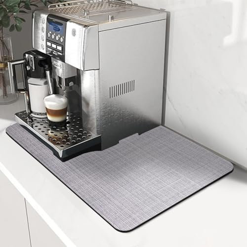 NAROSEBE Alfombrilla Escurreplatos de Café, 30 x 48cm Estera Fregadero Secado Rápido, Alfombrilla Secado de Platos, Alfombrilla para Cafetera Silicona, Antideslizante Drying Mat para Cafetera Cocina
