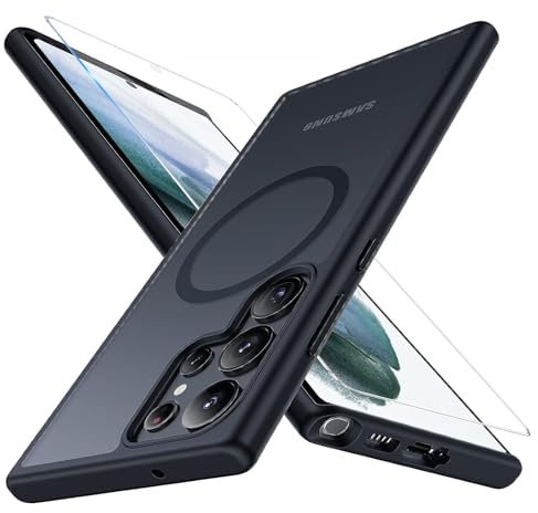 Handyhülle für Samsung Galaxy S22 Ultra 5G Hülle Magnetisch mit Schutzfolie [Mit Magsafe]Handyhülle für Samsung Galaxy S22 Ultra Hülle Magnetische Anti-Fingerabdruck Matt Hart Case für S22 Ultra Hülle