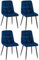 CLP Juego de 4 sillas de Comedor Antibes I Sillas de Cocina tapizadas con Fundas de Terciopelo I con Protectores de Suelo, Color:Azul Oscuro