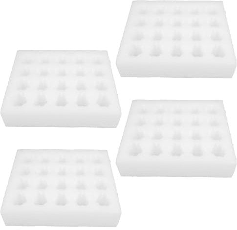 Ciieeo 4 Sets Egg Shipping Foam 20 Grids Sound Proofing Egg Crate Foam Egg Holder Quail Egg Cartons Box Egg Storage Wrapping Tray for Kitchen Fridge