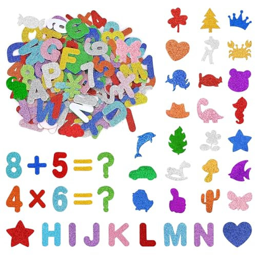 SPERMUOY Buchstaben Aufkleber,166 Stück Moosgummi Buchstaben Moosgummi Buchstaben Selbstklebend,Moosgummi Stickers Buchstaben zum Aufkleben für Kunsthandwerk Sammelalben DIY Dekoration