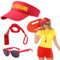 EUPSIIU 3 Stück Lifeguard Set Fasching Kostüm Karneval Verkleidung Rettungschwimmer Rot Lifeguard Visor Cap Sonnenbrille Herren Damen Kostüm Mit Kunststoff-Sportpfeifen für Rettungsschwimmer