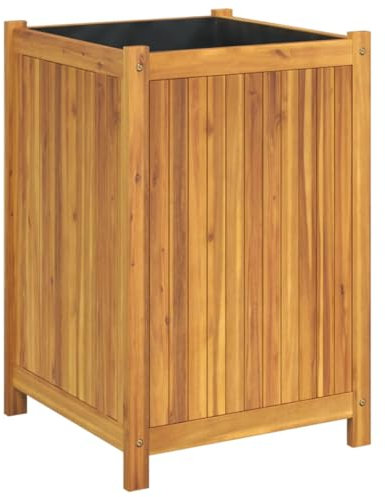 Jardinière avec doublure 50x50x75 cm bois massif d acacia