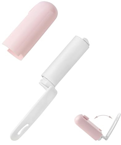 Mini-Fusselrolle, Reisegröße, niedlicher faltbarer Fusselentferner für Tierhaare, kleine klebrige Rolle mit Abdeckung für Geldbörse, unterwegs, Fusselrolle (Rosa)