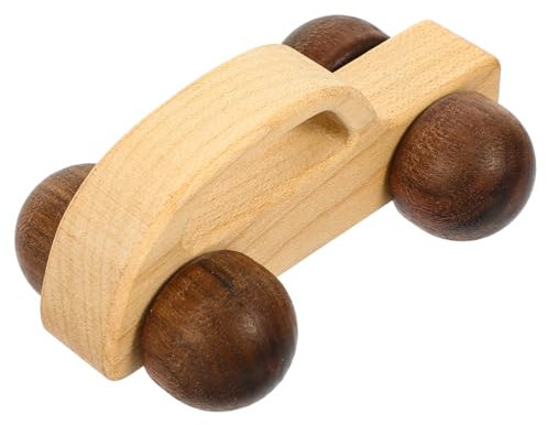 KONTONTY Holzauto Spielzeug Kleinkinder Handschiebeauto Ahornholz Walnussholz Greiftrainingsspielzeug Sensorisches Schiebeauto Hand Schiebeauto Vorschulspielzeug für Babys Hand Auge
