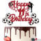 Gidobo 11th Birthday Cake Toppers, Red Glittery Cake Decorations with Football Theme, Eleven Years Old Soccer Birthday Party Supplies for Boys