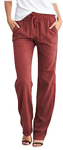 TYUIOP Kurze Hose Damen Sport Leicht Luftige Stoffhose Freizeithose Sporthose Leicht Fit Hose Baumwolle Damen Sommer Stoff Hose Damen High Waist Creme Leinenbluse Damen Sommer Langarm