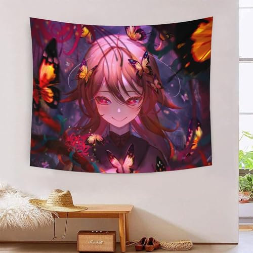 wuzihanptpt Genshin Impact Hu Tao Wandtücher Wandtuch Dekoration Wohnzimmer Wandkunst für Schlafzimmer Wohnzimmer 150 cm x 200 cm