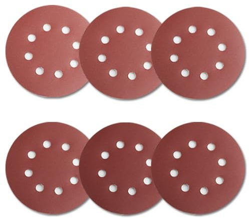 90 Piezas Discos de Lija 125 mm, Disco Abrasivo Papeles de Lija de Grano 40/60/80/120/180/240, Lijado de Papel 8 Orificios, Lijadora Orbital de Gancho y Bucle para Lijadora Orbital Aleatoria