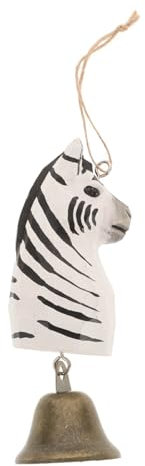 Yardwe Wood Carved Zebra Bell Outdoor Hanging Ornament Animal Wind Chime for Garden Decor Hiking Ringing Accessory