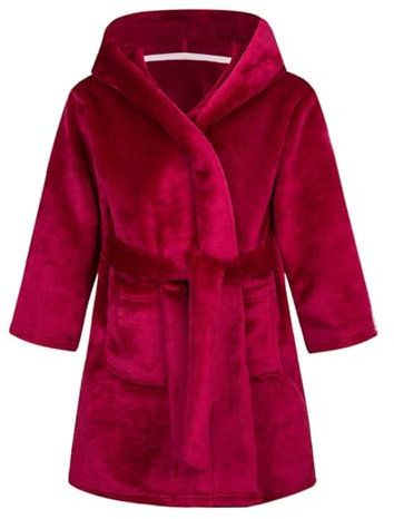 Today'S Deals Of The Day Clearance Girls Robe Dressing Gown Super Soft Fluffy Sleepwear Robes Warm Plush Fleece Bathrobe Solid Color Bathrobes for Boys and Girls Children's Kids Gift Wine