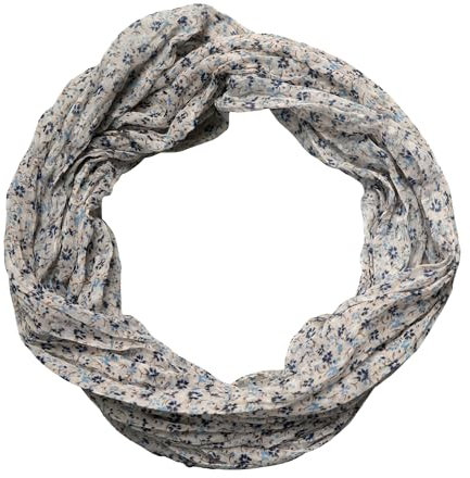 beybey® zarter Damen Loop Schal aus einem sehr feinen Material aus Seide und Baumwolle und in exkluisve Farben. (Blümchen beige)