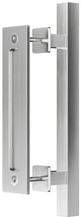 WOLFBIRD 24CM Scheunentorgriff, Schiebetür zieht-Griff, Schwarz Türgriff, Schiebetür Handgriff, Küchengriffe, Schiebe Türgriff, für Eine Holztür, Rostfreier Stahl