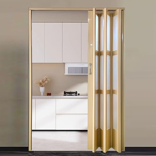 Porte AccordéOn Interieur Porte Pliante Accordéon pour Placard Ouvert, Porte Accordéon Rétractable Compacte pour Séparation de Pièce, Porte Coulissante Plissée à Grande Ouverture et Résistante(120x203