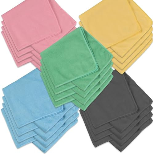 Heitara® Mikrofaser Allzwecktücher Colors, Reinigungstücher zur trockenen und feuchten Anwendung, 100% Mikrofaser-Material, 40 x 40 cm, Mehrfarbig, Maxi-Pack, 20er-Pack (Farbspiel)