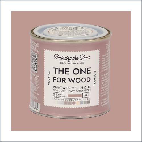 The One for Wood Paint & Primer 250ml Pink No. 3 Remember When... | Semi Matt Finish, Bio-Based & VOC-Free Formula for Wooden Furniture & Surfaces | Durable & Easy Indoor Home Decorating