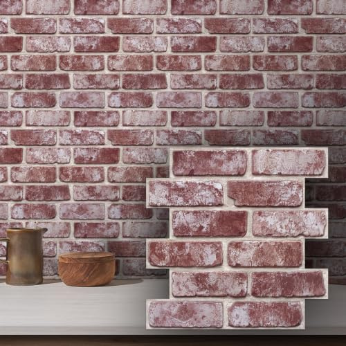 COMSTICKC 3D Wandpaneele Selbstklebend, 10 Stück 30 X 30 CM | Ultraleicht 3D PVC Wandverkleidung Steinoptik Ziegeloptik Wandaufkleber DIY Tapete Kein echter Ziegelstein