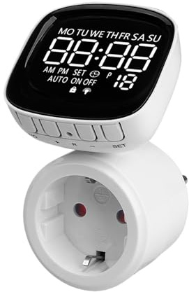 Programmateur De Prise - Prise avec Ecran Rotatif,Minuterie pour Usage Extérieur - pour l'Aquarium, la Maison, la Piscine, l'Extérieur, la Lampe, la Cuisine, Le Jardin d'Intérieur, Les