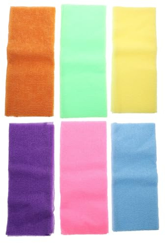 LOLIPPYY 6 Stück Teiliges Lange Doppelseitige Nylon peeling handtücher Extra Starke Rückenschrubber für Sanfte Hautreinigung und Gründliches Körperpeeling Schnell Trocknend