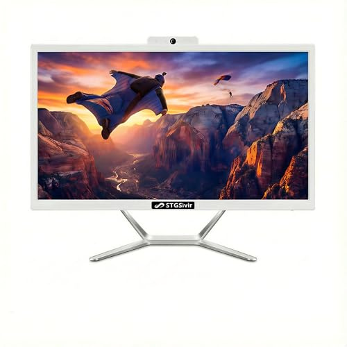 STGSivir PC All in One, Display FHD da 21.5, Core i7, 16G RAM, 512G SSD | All in One PC, WiFi, BT 5.0, Webcam, Win11 Pro, Bianco AIO per Casa e Ufficio