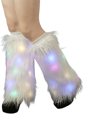 Generisch Leuchtende Beinstulpen Stulpen Damen Kunstpelz Beinwärmer Abdeckung Plüsch Beinwärmer Furry Fuzzy Frauen Winter Stulpen für Winterwärmer Fasching Mottoparty Verkleidung