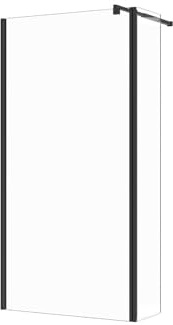 Vente-unique - Paroi de douche à l'italienne avec volet pivotant - Noir mat - Verre 6 mm - (100 + 40) x 200 cm - DAREN