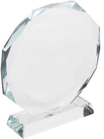 BESPORTBLE Trofeo de Cristal 110 Mm, Placa de Premio al Logro Transparente, Premio de Reconocimiento para Empleados, Placa Conmemorativa de Cristal para Oficina y Eventos de Graduación