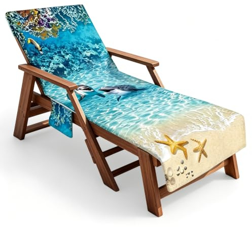 Ozean Schonbezug für Gartenliege, Frottee Bezug für Gartenliege Anker, Schonbezug für Sonnenliegen, Garten Sonnenliege Handtuch für Schwimmbäder Strände Gartenhotels (Ozean 1)