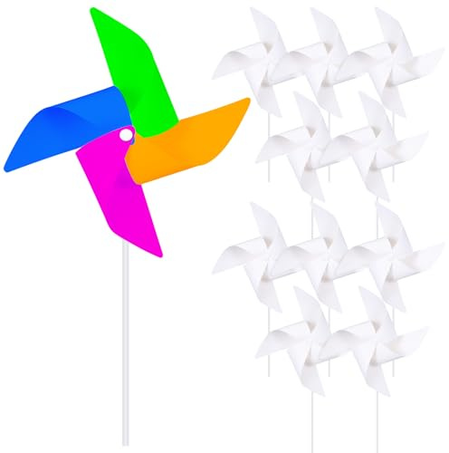 TOYANDONA 12 Pcs Blank Diy Painting Windmills Kit - Paper Pinwheels for Kids Arts And Crafts - Educational Coloring Craft Set for Birthday Party Favors, School Projects & Garden Decoration