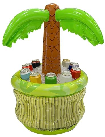 Glacière gonflable | Seau à glace flottant gonflable | Glacière gonflable en palmier | Pour piscine, fête de jardin - Pour bière, champagne, café