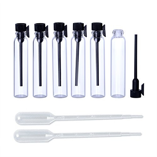 enslz 100 Parfüm-Proben Mini Flaschen mit Deckel schwarz leer glas Ampullen Dropper Flasche für Reisen und Party, glas, farblos, 2ml