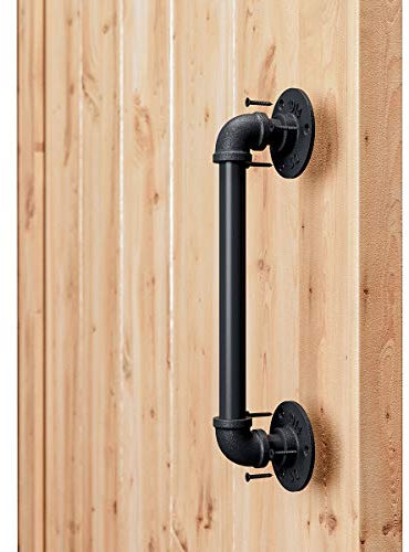 SMARTSTANDARD 27,9 cm Rohr-Scheunentürgriff, schwarz, rustikaler industrieller Haltegriff, Handtuchstange, Handlauf und Zuggriff für Treppen, Tor, Garage