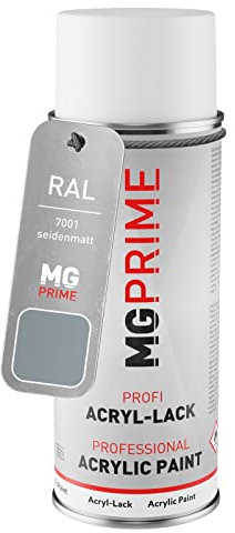 MG PRIME RAL 7001 Gris argent/Silver grey Bombe aérosol 400 ml mat satiné séchage rapide