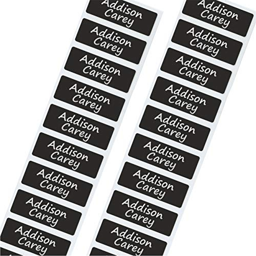 Nametape Express - Black Water Bottle Labels Personalised Dishwasher Proof/Waterproof Nametags/Nametapes by FunnyBone™ Stickers (80 Labels)