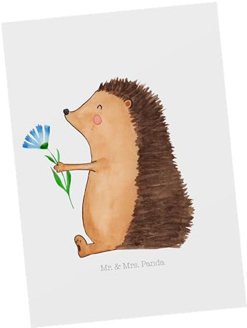 Mr. & Mrs. Panda Postkarte Igel Blumen - Geschenk, Gute Besserung, Krankheit, Ansichtskarte, Grußkarte, Gute Laune, Genesungswünsche, krank, Tiere,