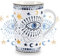 NymphFable Ceramic Coffee Mug 18oz Boho Eyes Coffee Cups with Handle Personalized Baking Pattern Tea Cup Large
