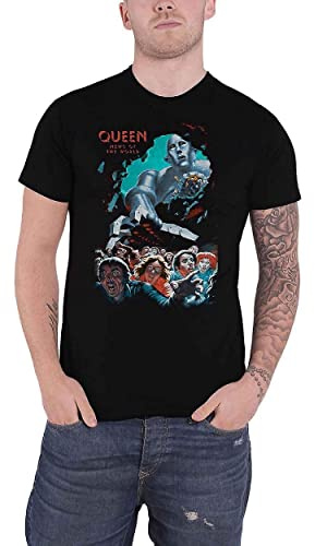 Queen T-Shirt News of The World Vintage Band Logo Neu Offiziell Herren Schwarz Größe S