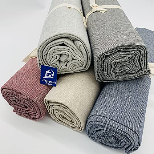 L'Emporio Casa Telo Copridivano Copriletto Tela Grossa Robusta Cotone in Panama 160X260-260x280-360x280 Misure Maxi Lenzuolo Copritutto Cotone Granfoulard Made Italy (GRIGIO-, 360X280)