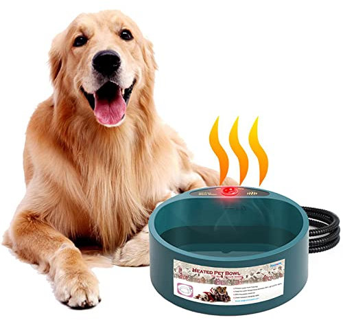 PJDDP Ciotola dell'Acqua Riscaldata per Cani, Ciotola Termica per Cani da Esterno, Mangiatoia per Acqua A Temperatura Costante 2,2 Litri per Cani, Gatti, Conigli, Uccelli in Inverno, Verde