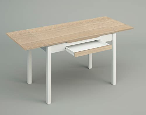 ASTIMESA Alas Laminado Mesa de Cocina, Metal, Roble Raw, 110x70cm